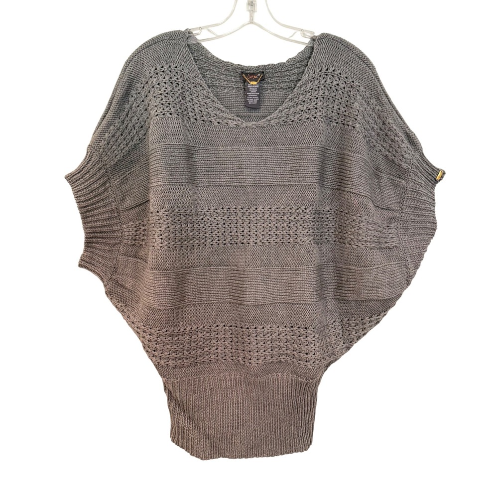 Dex Knit Batwing Sleeve Pullover Sweater Women's Small Gray Boho Hippie Retro